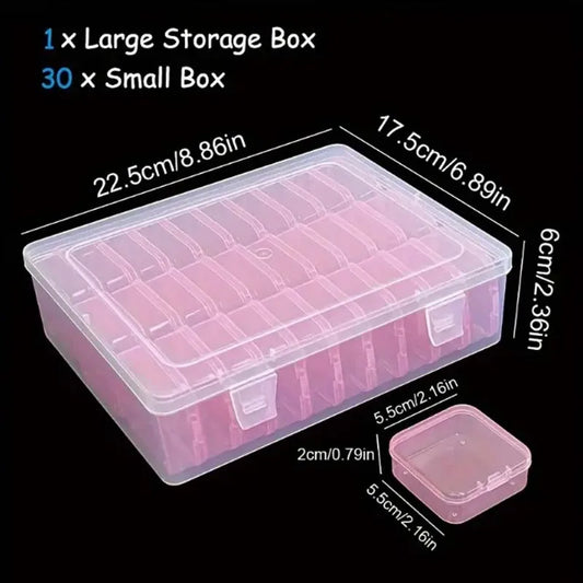 Durable 45-Compartment Clear Plastic Organizer Box