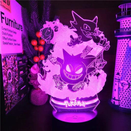 Pokémon Gengar, Haunter, Gastly 3D LED Lamp