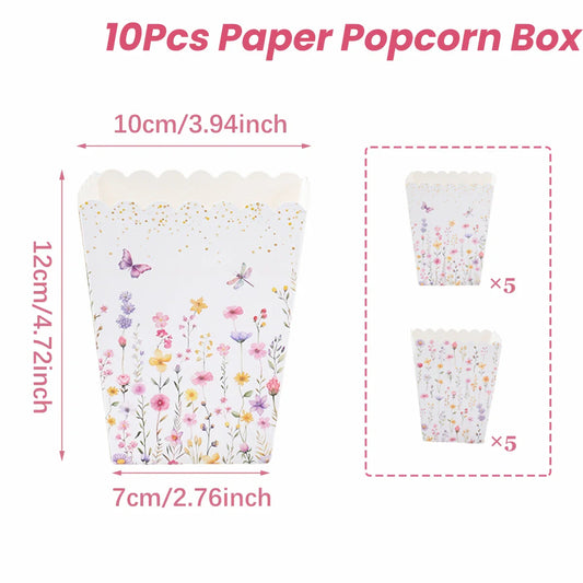 10pcs Wildflower Paper Popcorn Box