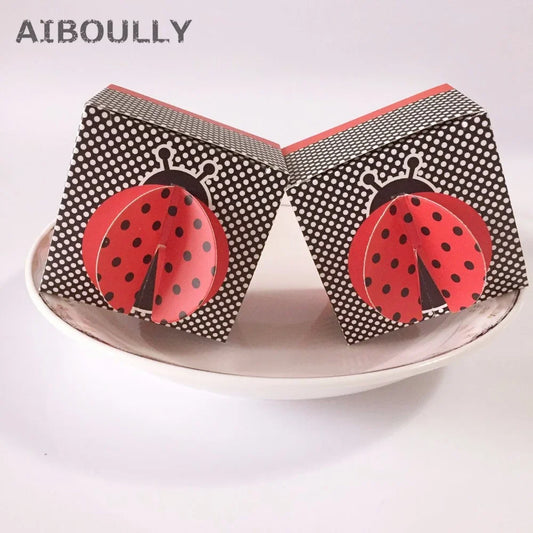 50pcs Ladybug Pattern DIY Candy Boxes