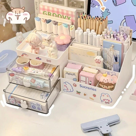 Desktop Cosmetic Storage Box Organizer Bunny Drawer