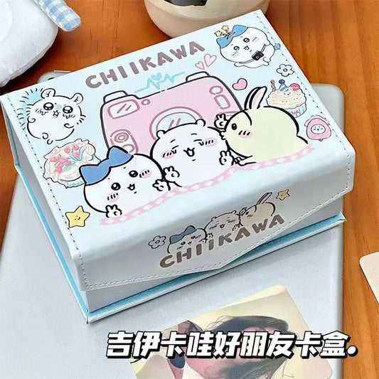 Desktop Storage Supplies - Cute Girl Heart PU Leather Magnetic Flip Card Box