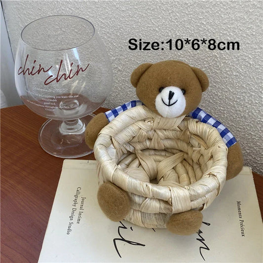 Cute Cartoon Bear Woven Storage Basket