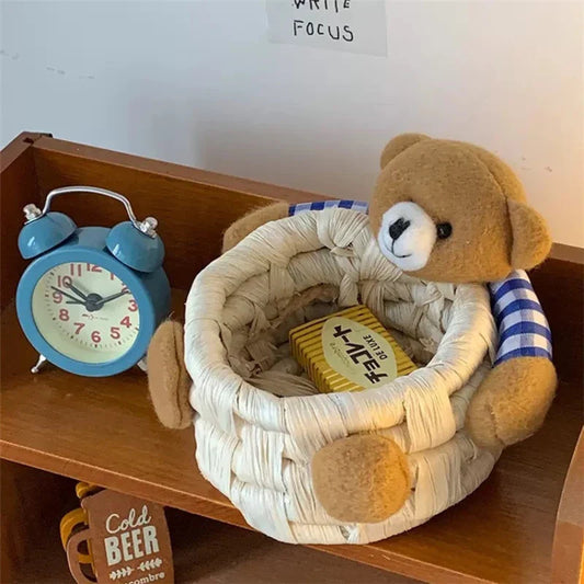 Cute Cartoon Bear Woven Storage Basket