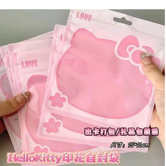 10pcs Kawaii Pink Ziplock Bags - Transparent PE Sealed Packaging