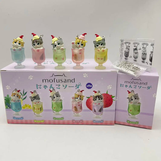New Mofusand Cat Pudding Cold Drink Pendant Mini Figures
