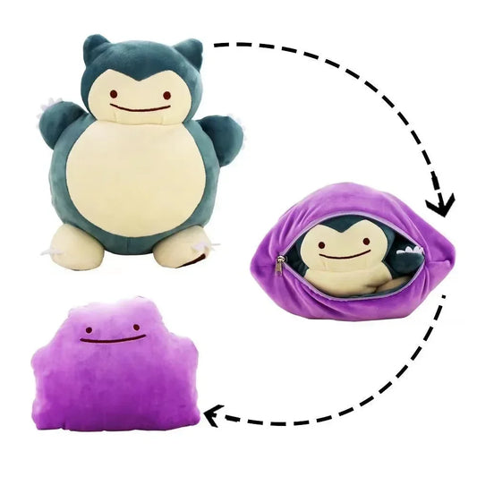 20cm Pokémon Reversible Pillow Cushion - Ditto & Snorlax